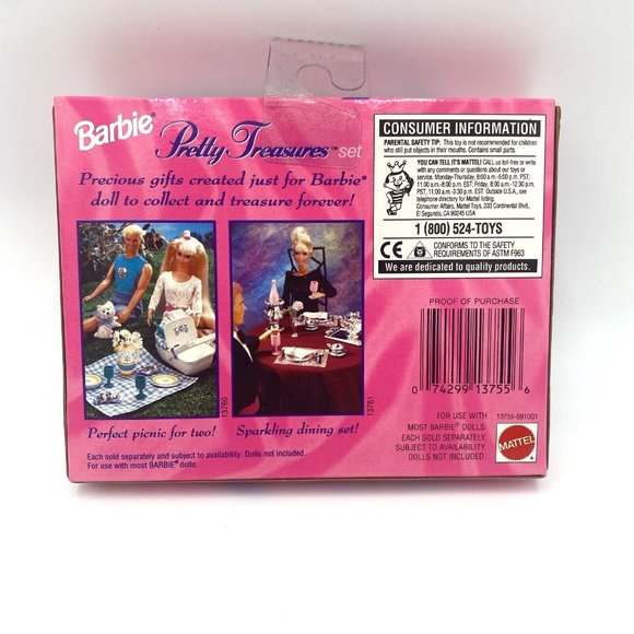 Barbie Pretty Treasures Set Gold Jewelry 13755 Mattel 1995 Vintage Accessories - Picture 4 of 7